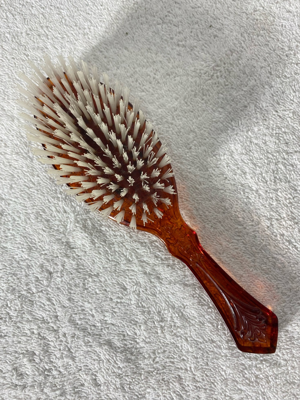 Vintage Avon Cameo Hairbrush W Faux Tortoise Shell Amber Tone Handle Grannycore - Picture 5 of 13